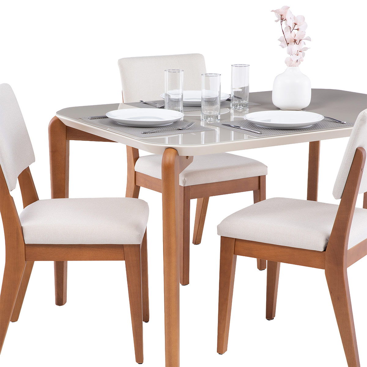JUEGO DE COMEDOR DECOCASA DONATELLA 4 SILLAS ELLA BEIGE - 3