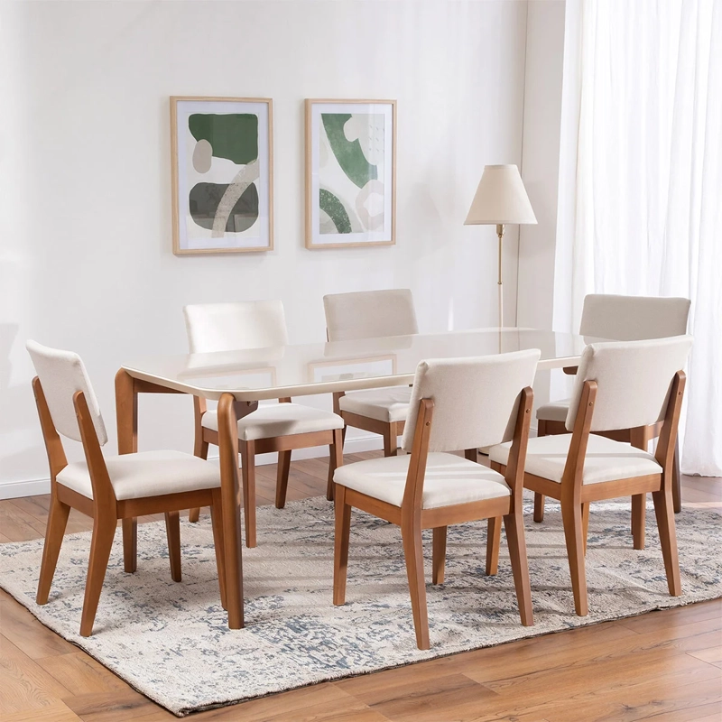 JUEGO DE COMEDOR DECOCASA DONATELLA 6 SILLAS ELLA BEIGE - 1