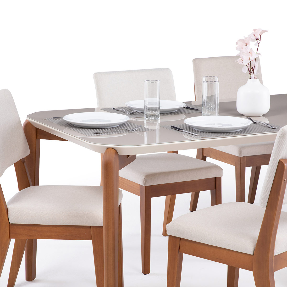 JUEGO DE COMEDOR DECOCASA DONATELLA 6 SILLAS ELLA BEIGE - 3