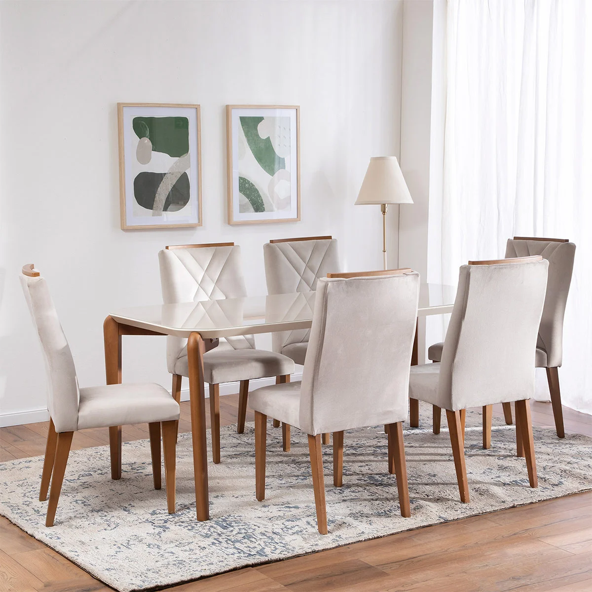 JUEGO DE COMEDOR DECOCASA DONATELLA 6 SILLAS MEGAN BEIGE