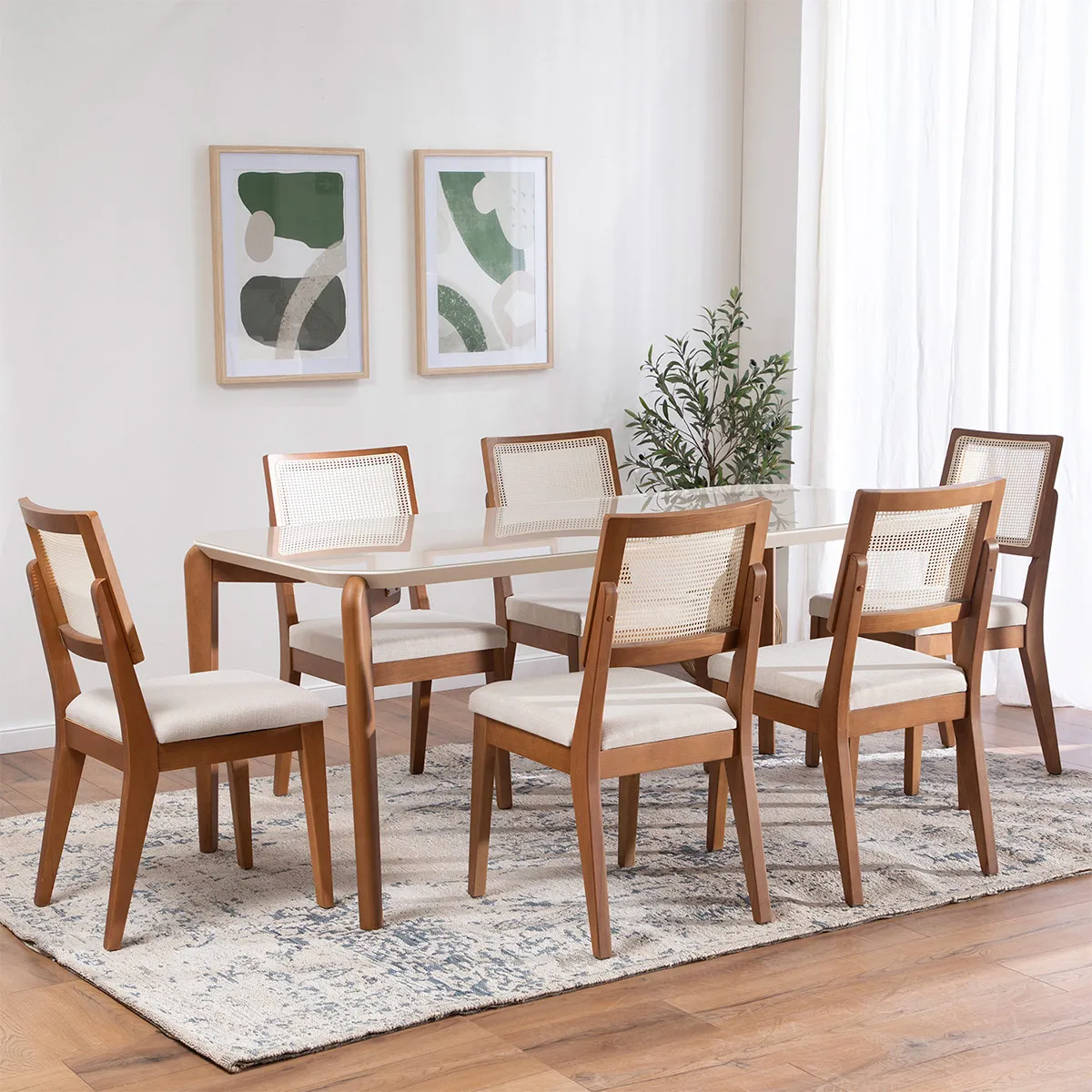 JUEGO DE COMEDOR DECOCASA DONATELLA 6 SILLAS SAGA BEIGE - 1