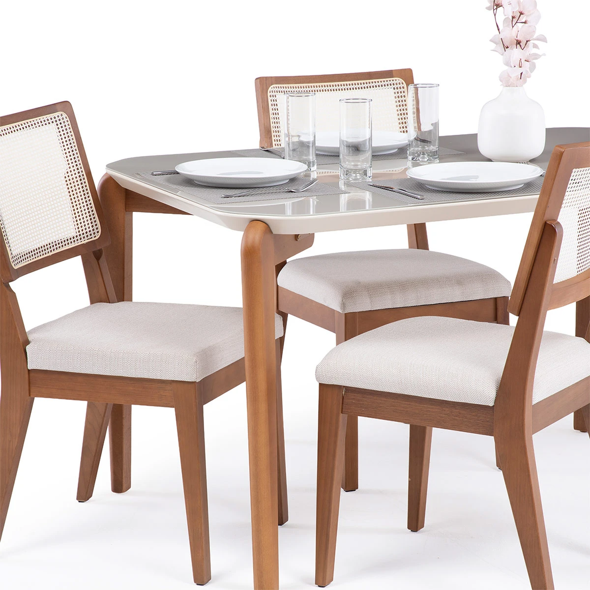 JUEGO DE COMEDOR DECOCASA DONATELLA 4 SILLAS SAGA BEIGE - 3