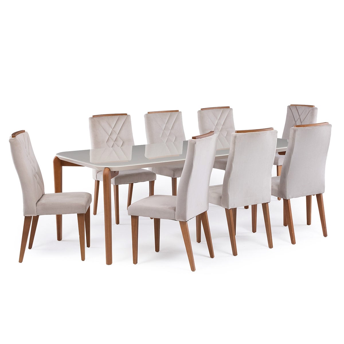 JUEGO DE COMEDOR DECOCASA DONATELLA 8 SILLAS MEGAN BEIGE - 2