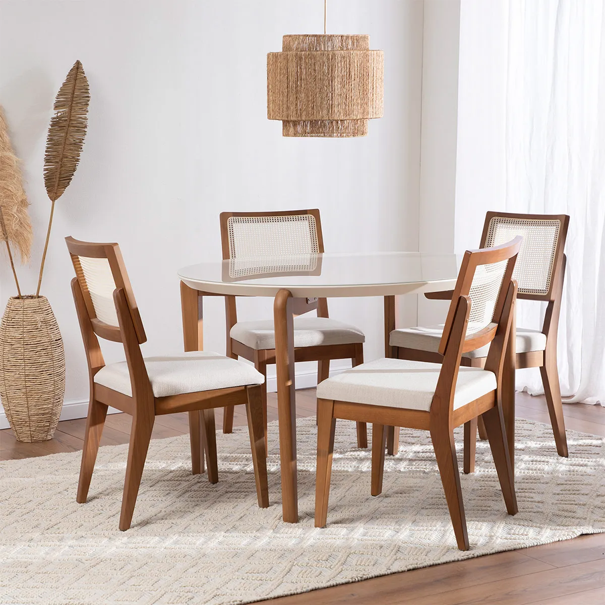 JUEGO DE COMEDOR DECOCASA DONATELLA 4 SILLAS SAGA BEIGE - 1