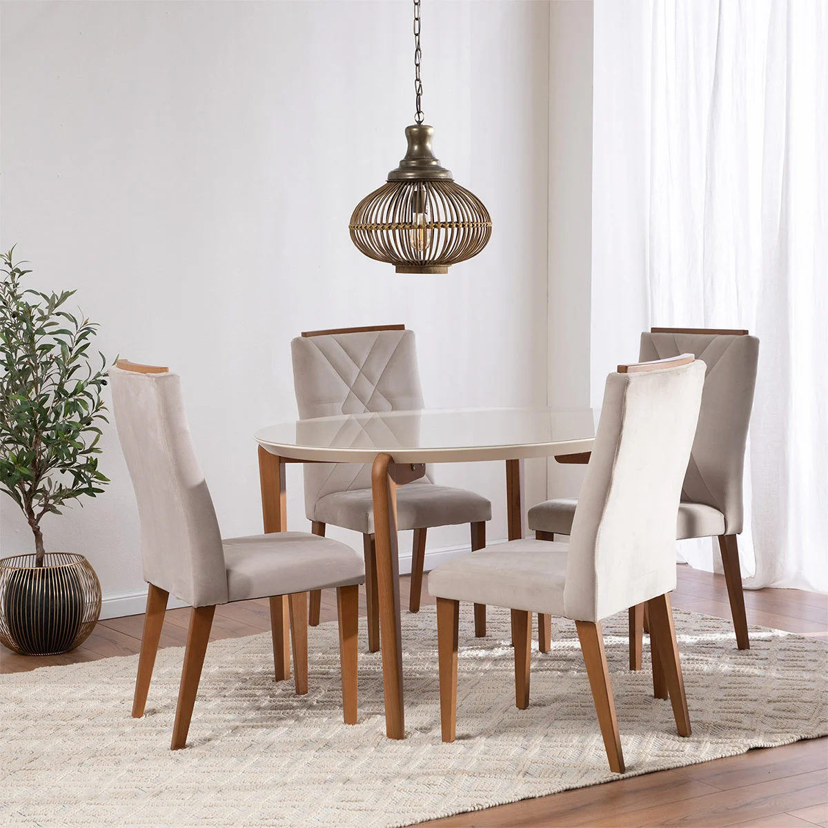JUEGO DE COMEDOR DECOCASA DONATELLA 4 SILLAS MEGAN BEIGE - 1