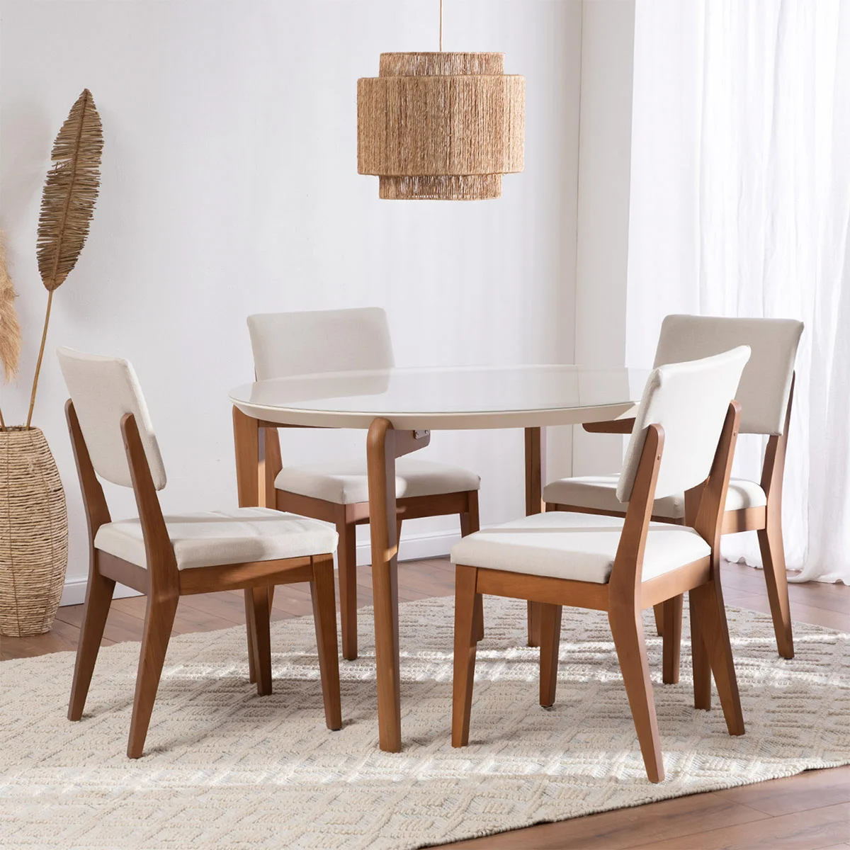 JUEGO DE COMEDOR DECOCASA DONATELLA 4 SILLAS ELLA BEIGE - 1
