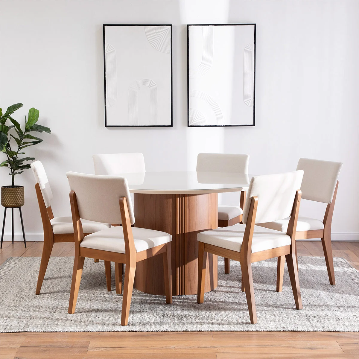 JUEGO DE COMEDOR DECOCASA KALINA 6 SILLAS ELLA BEIGE - 1