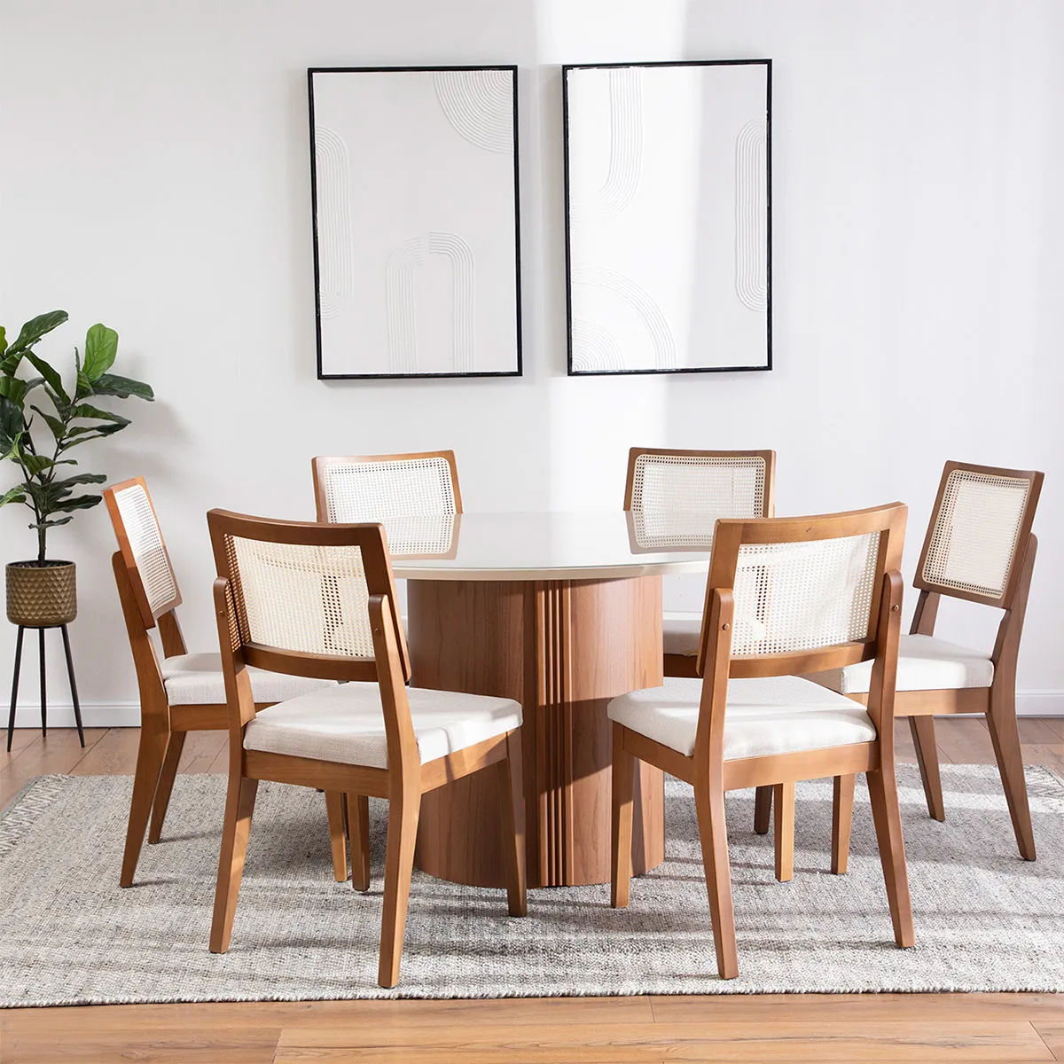 JUEGO DE COMEDOR DECOCASA KALINA 6 SILLAS SAGA BEIGE - 1