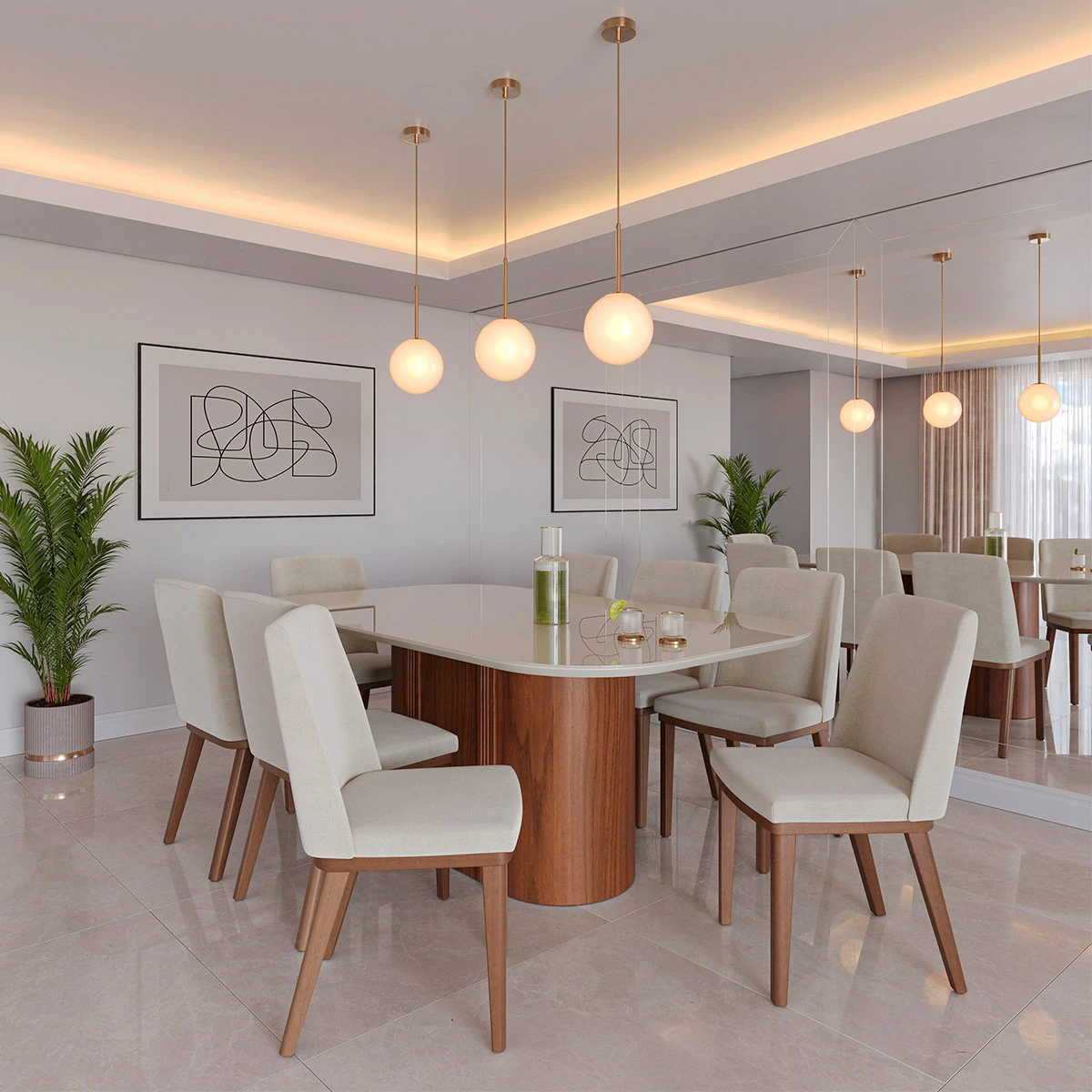 JUEGO DE COMEDOR DECOCASA KALINA 6 SILLAS KALINA SOFT BEIGE - 1