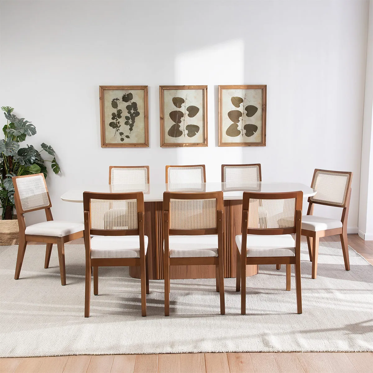 JUEGO DE COMEDOR DECOCASA KALINA 8 SILLAS SAGA BEIGE - 1