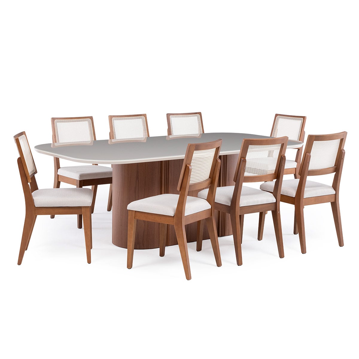 JUEGO DE COMEDOR DECOCASA KALINA 8 SILLAS SAGA BEIGE - 2