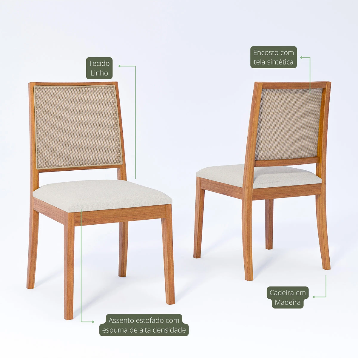 JUEGO DE COMEDOR DECOCASA REGIA 6 SILLAS BURITI LINO BEIGE - 2