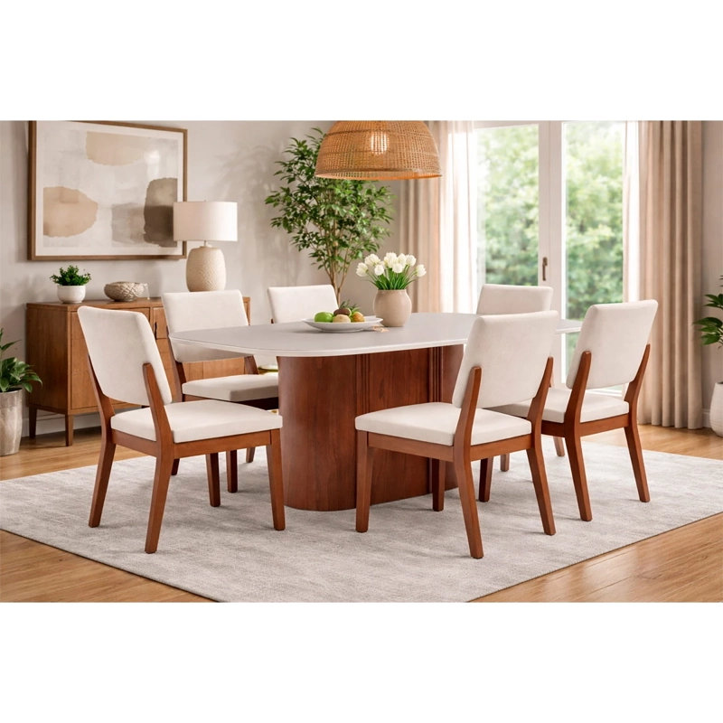 JUEGO DE COMEDOR DECOCASA KALINA 6 SILLAS ELLA BEIGE - 1