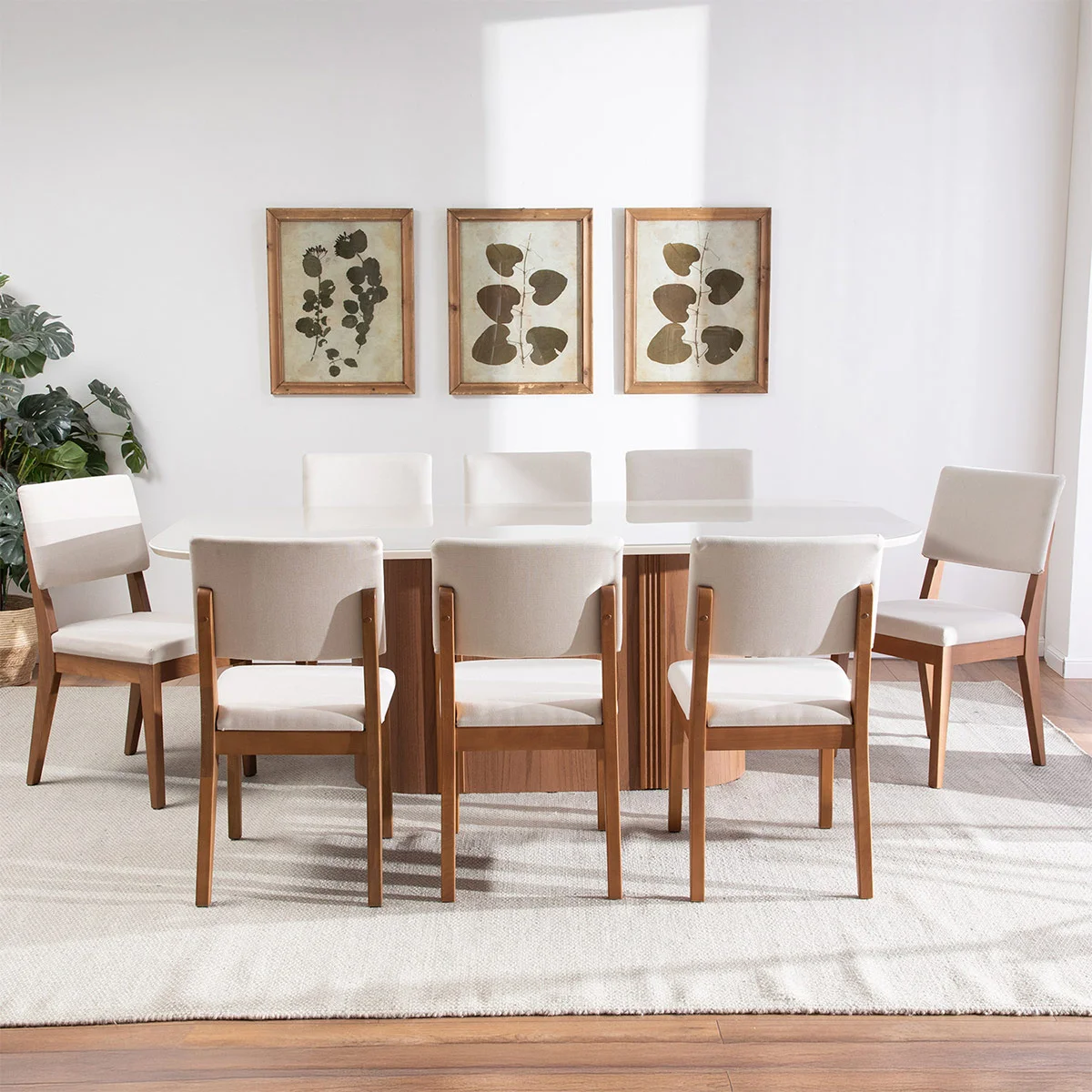 JUEGO DE COMEDOR DECOCASA KALINA 8 SILLAS ELLA BEIGE - 1