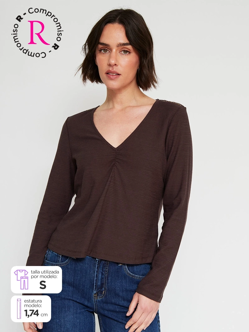 POLERA MUJER TATIENNE CUELLO EN V MANGA LARGA