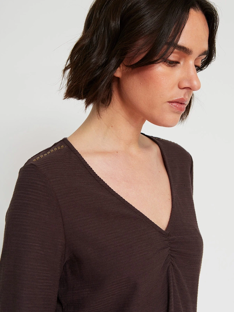 POLERA MUJER TATIENNE CUELLO EN V MANGA LARGA - 3