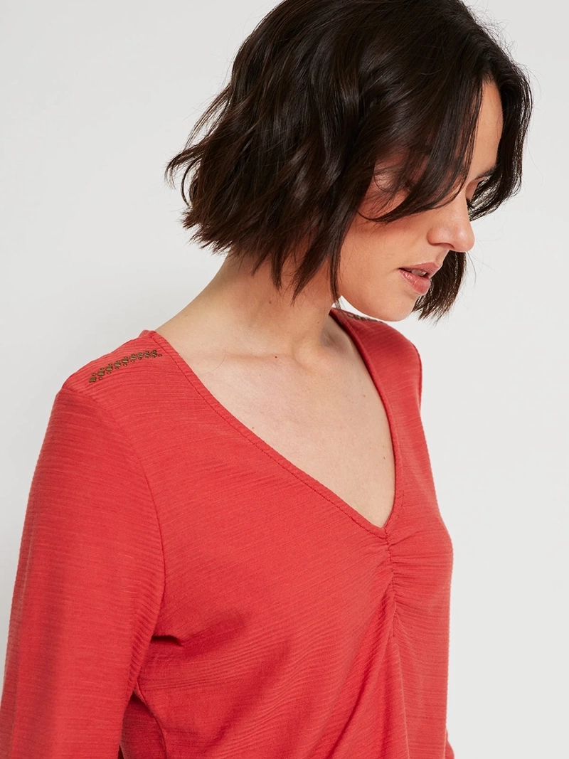 POLERA MUJER TATIENNE CUELLO EN V MANGA LARGA - 3