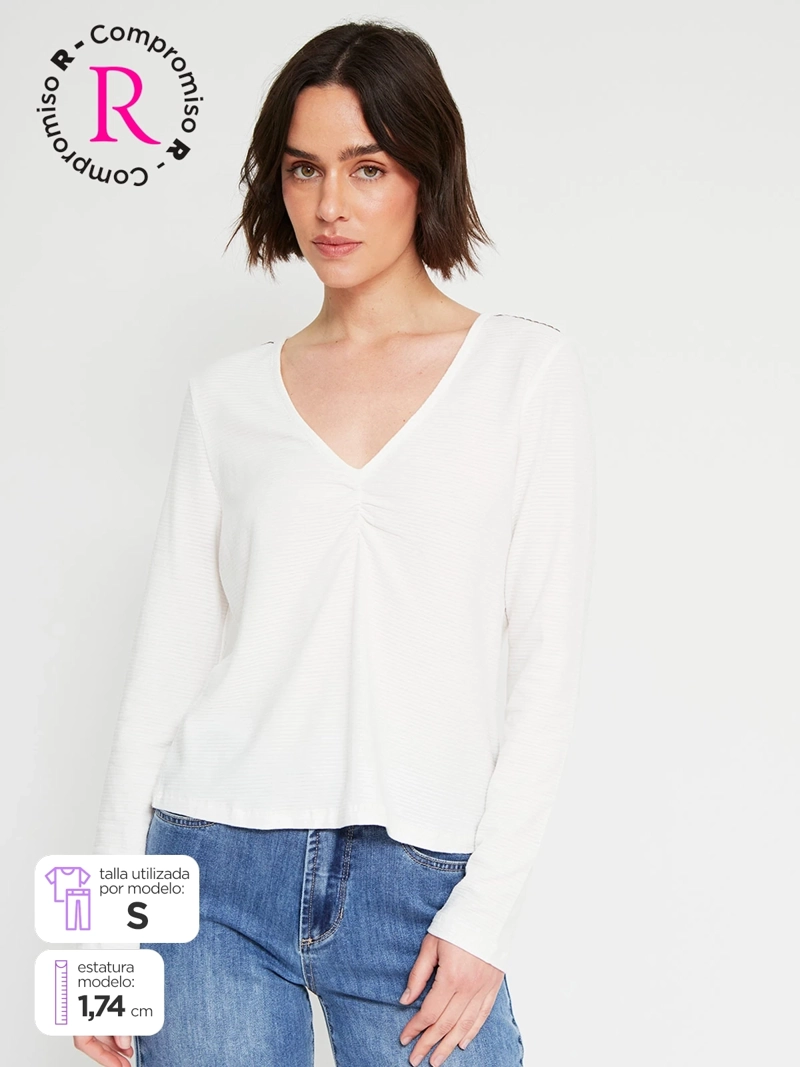 POLERA MUJER TATIENNE CUELLO EN V MANGA LARGA