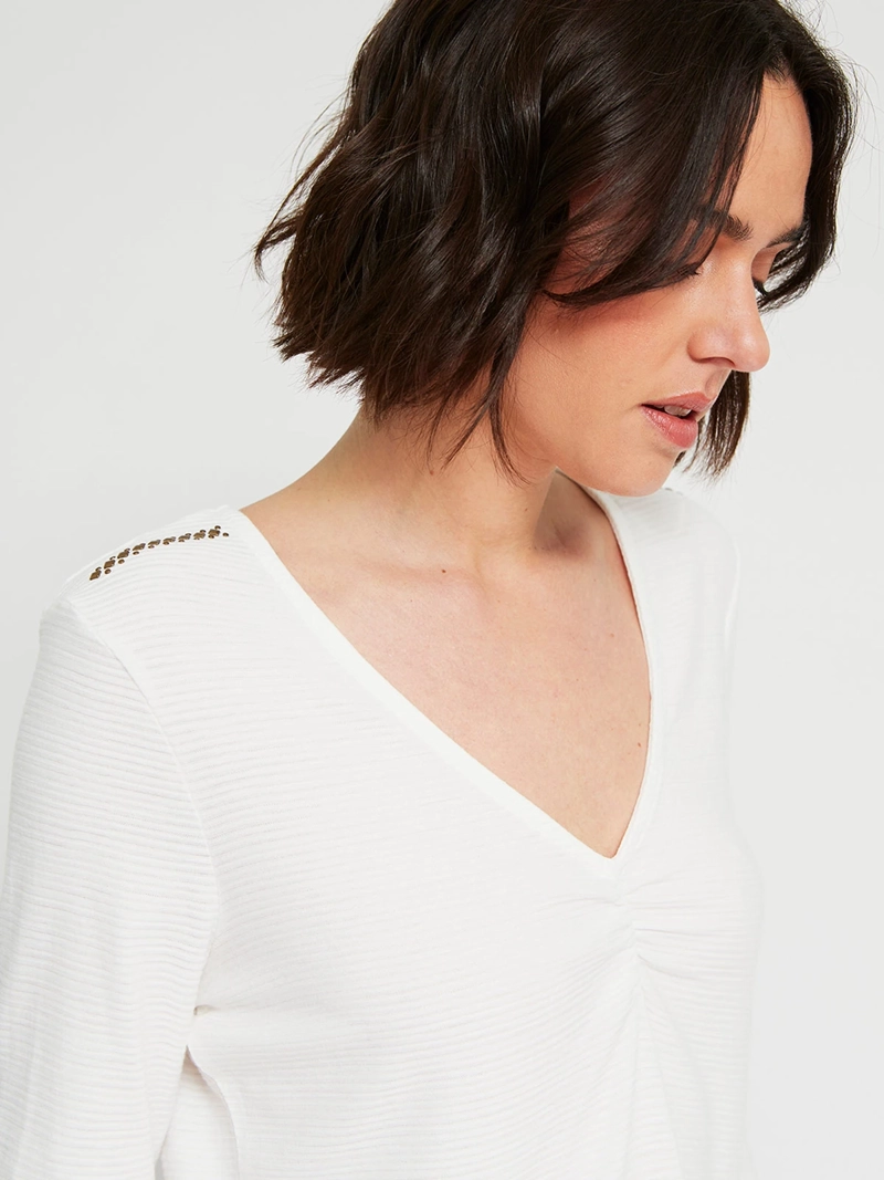 POLERA MUJER TATIENNE CUELLO EN V MANGA LARGA - 3