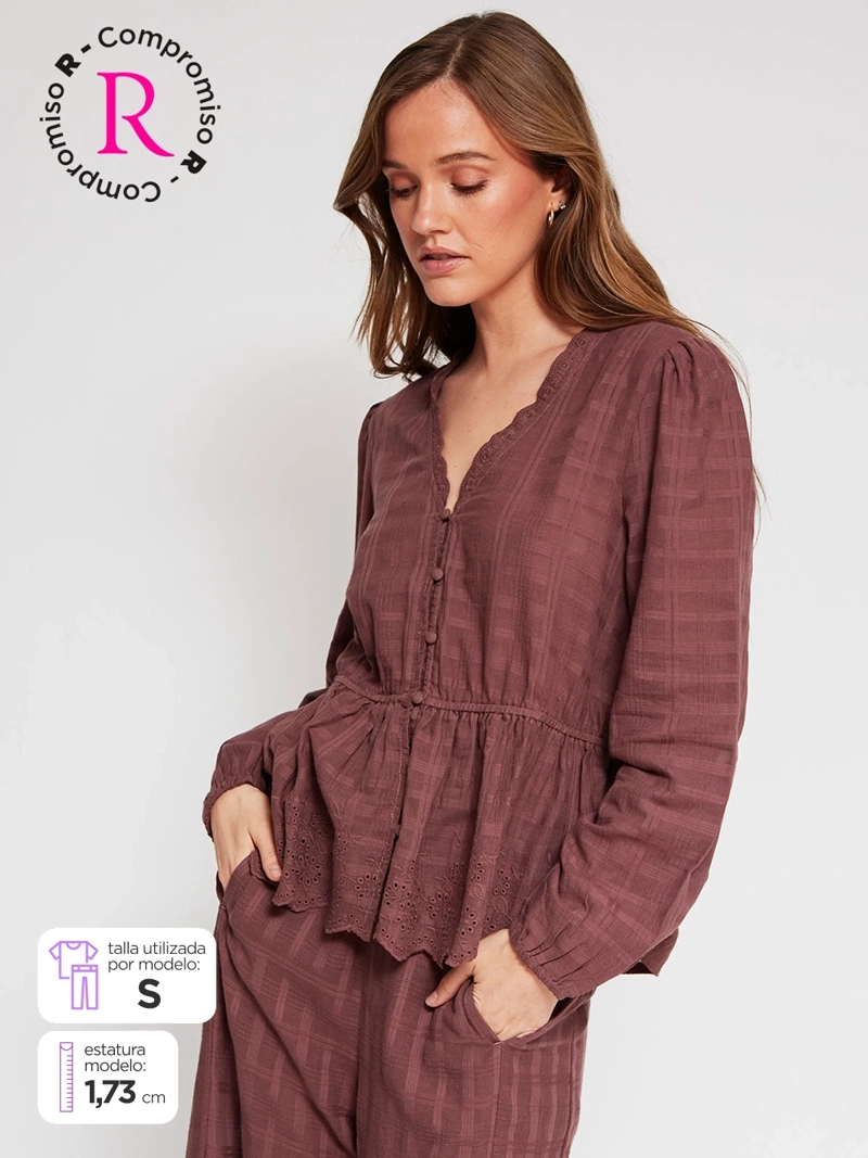 BLUSA MUJER TATIENNE ALGODÓN MANGA LARGA ESTAMPADO - 1
