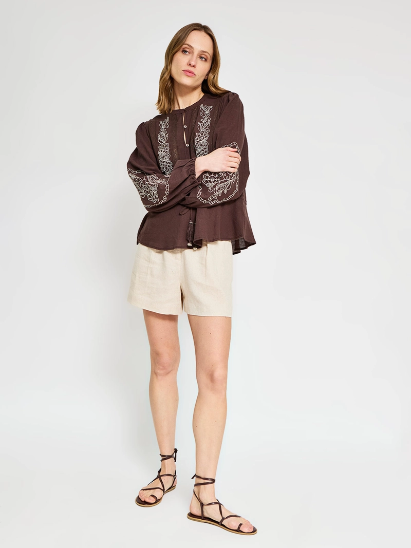 BLUSA MUJER TATIENNE ALGODÓN MANGA LARGA BORDADOS - 4
