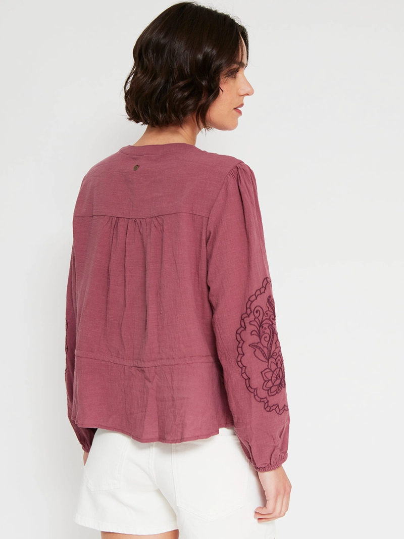 BLUSA MUJER TATIENNE ALGODÓN MANGA LARGA BORDADOS - 2