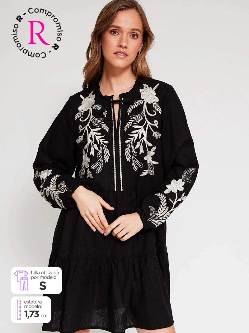 VESTIDO MUJER TATIENNE CORTO BORDADO - 1