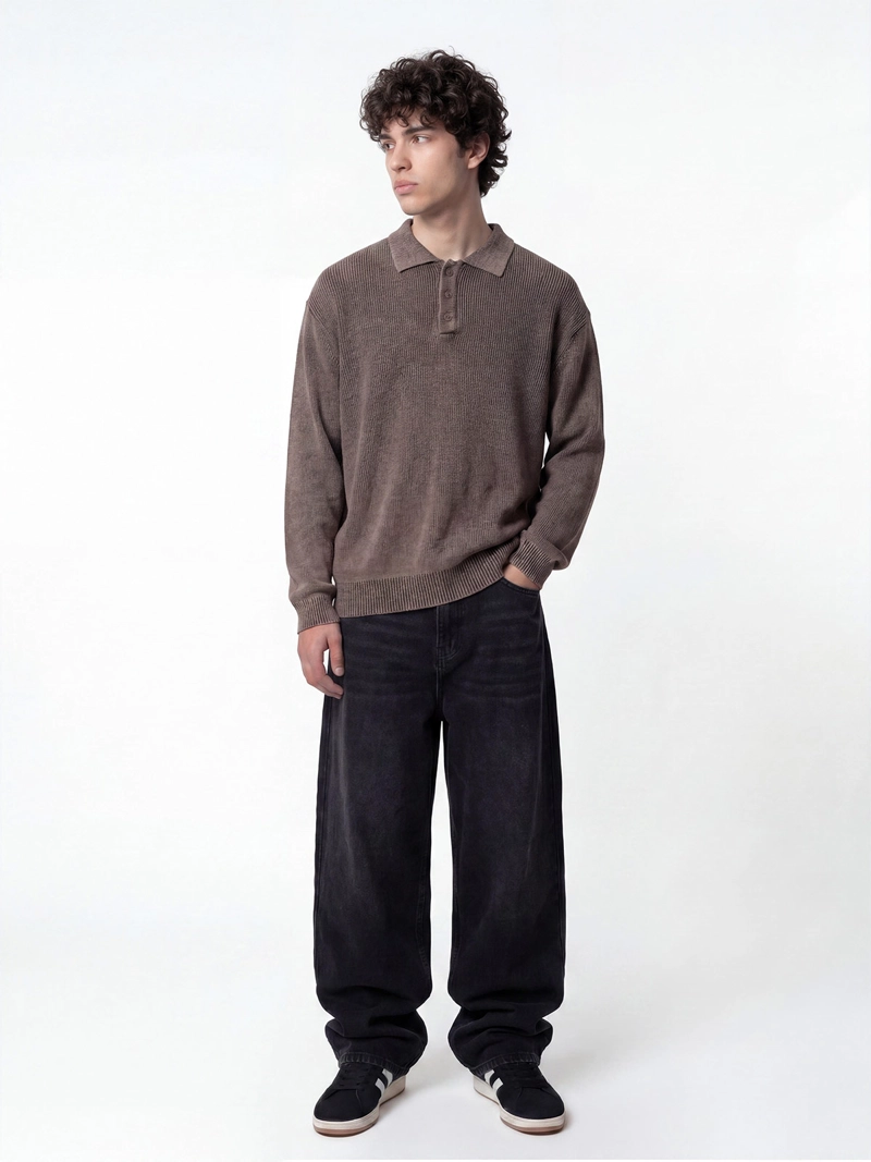 SWEATER HOMBRE INDEX ALGODÓN BOTONES Y LAVADO - 4