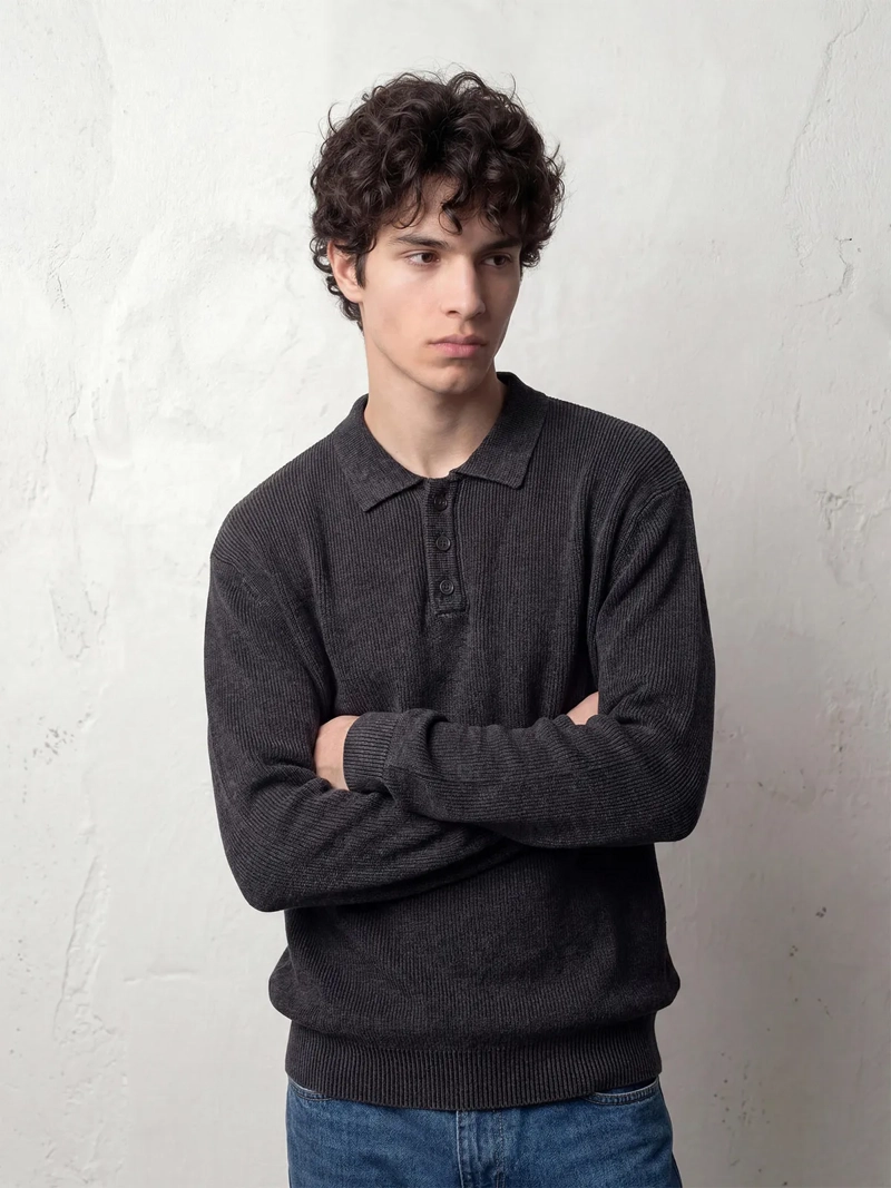 SWEATER HOMBRE INDEX ALGODÓN BOTONES Y LAVADO - 1