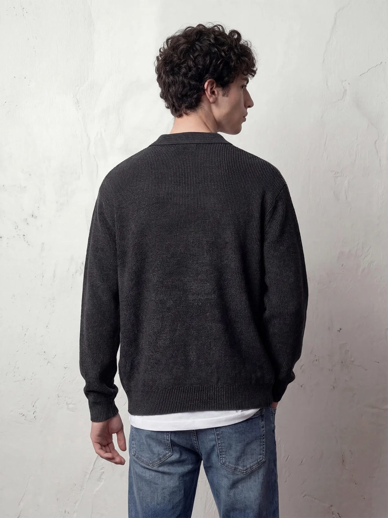 SWEATER HOMBRE INDEX ALGODÓN BOTONES Y LAVADO - 2