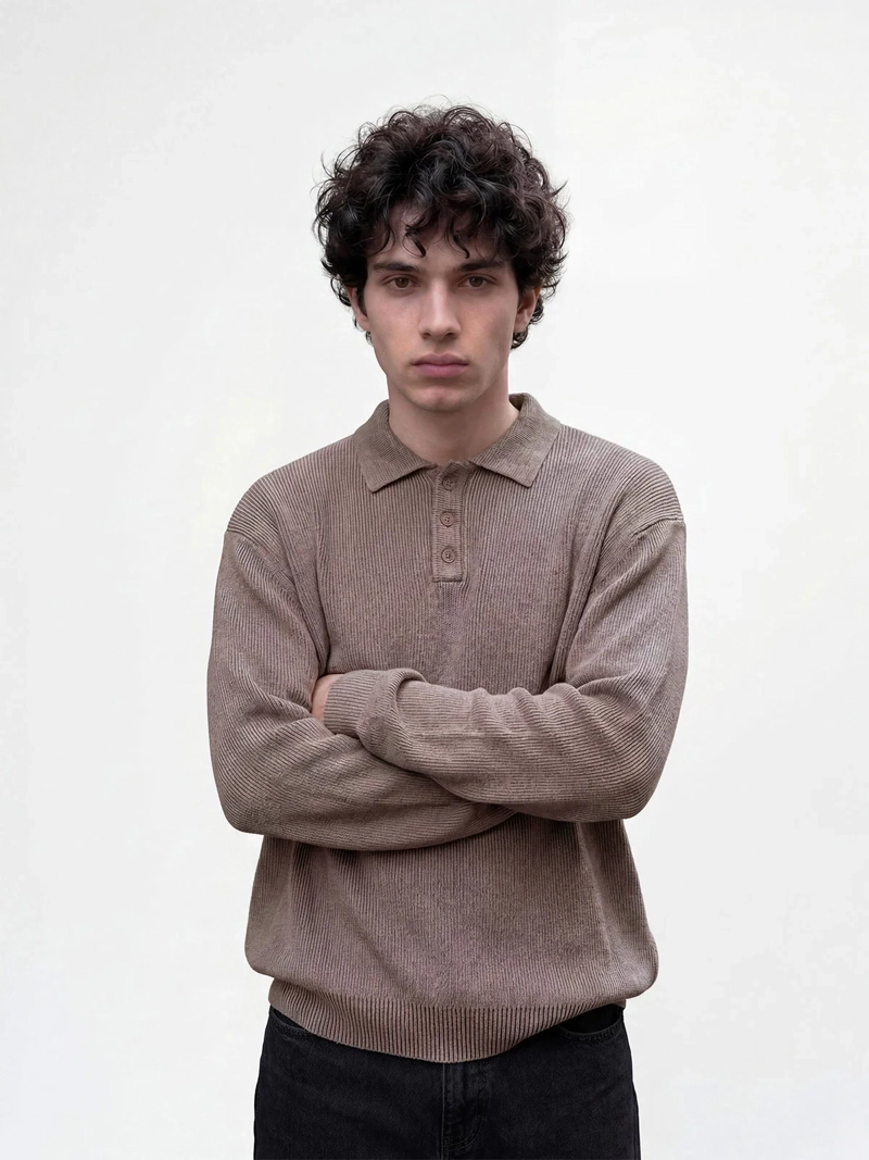 SWEATER HOMBRE INDEX ALGODÓN BOTONES Y LAVADO - 1
