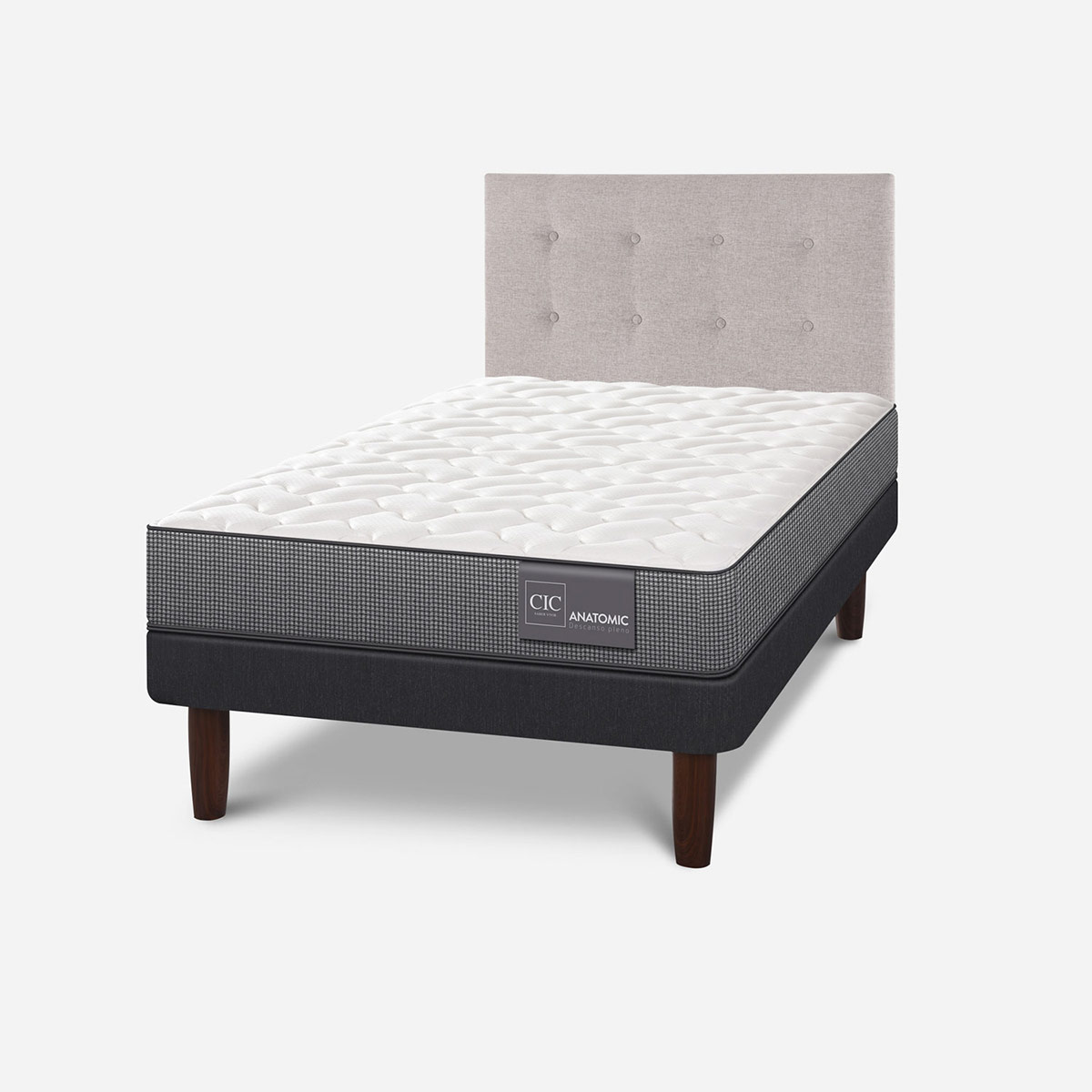 JUEGO DE DORMITORIO CIC CAMA EUROPEA ANATOMIC 1.5 PLAZAS + RESPALDO TIGRIS - 2