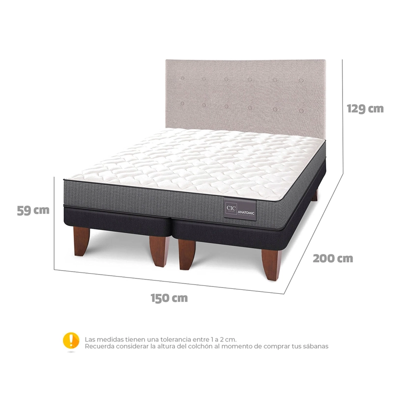 JUEGO DE DORMITORIO CIC CAMA EUROPEA ANATOMIC 2 PLAZAS + RESPALDO TIGRIS - 3