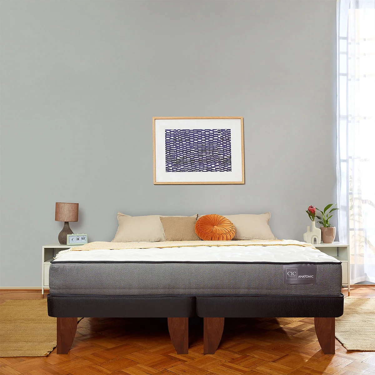 JUEGO DE DORMITORIO CIC CAMA EUROPEA ANATOMIC 2 PLAZAS + RESPALDO TIGRIS - 6