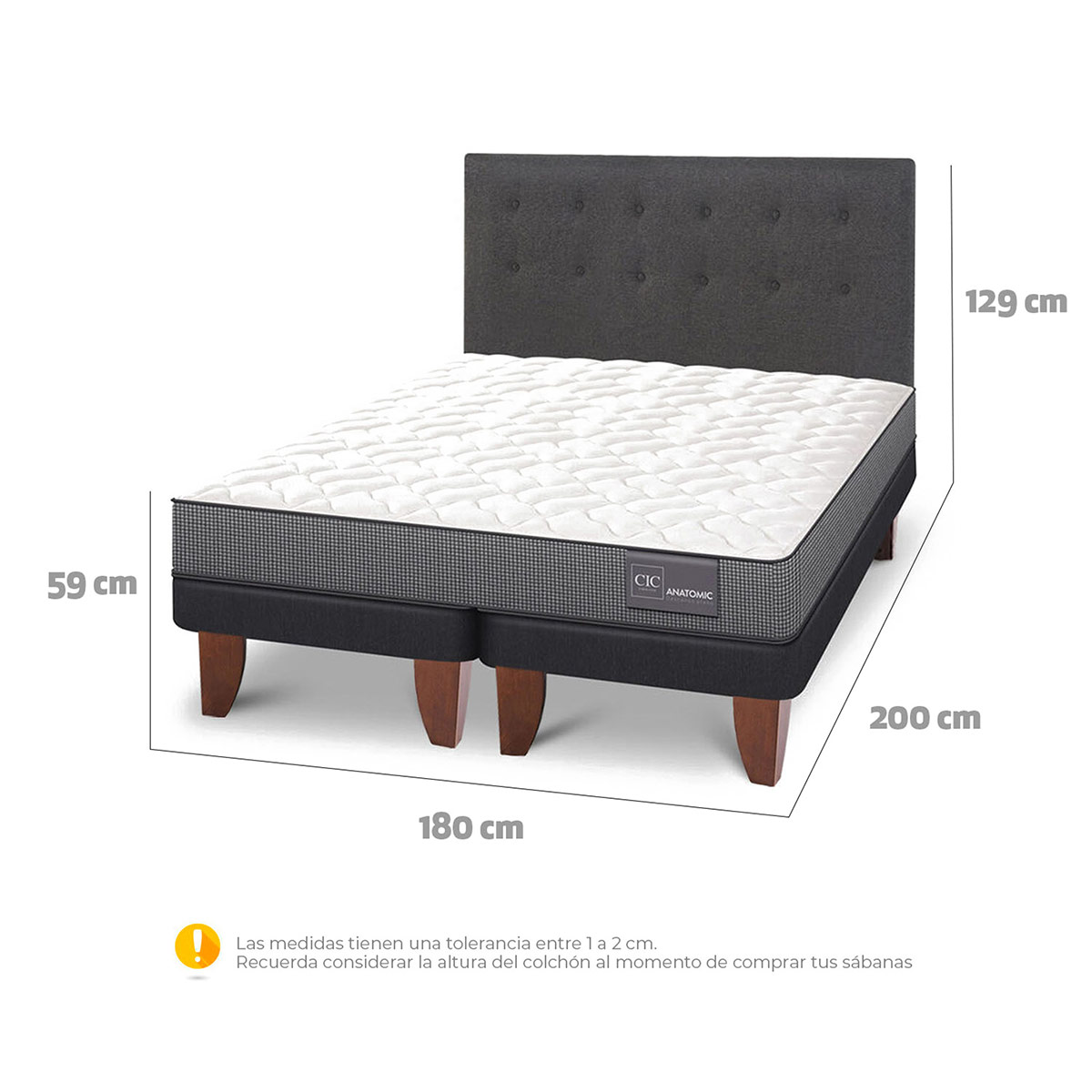 JUEGO DE DORMITORIO CIC CAMA EUROPEA ANATOMIC KING + RESPALDO EUFRATES - 3