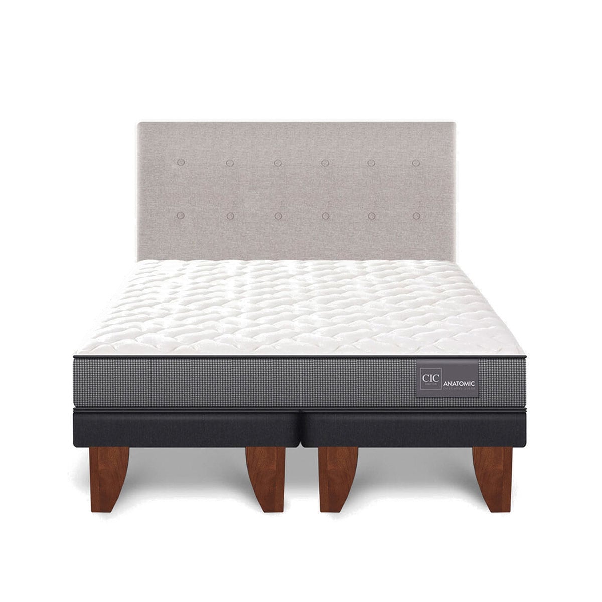 JUEGO DE DORMITORIO CIC CAMA EUROPEA ANATOMIC KING + RESPALDO TIGRIS - 1