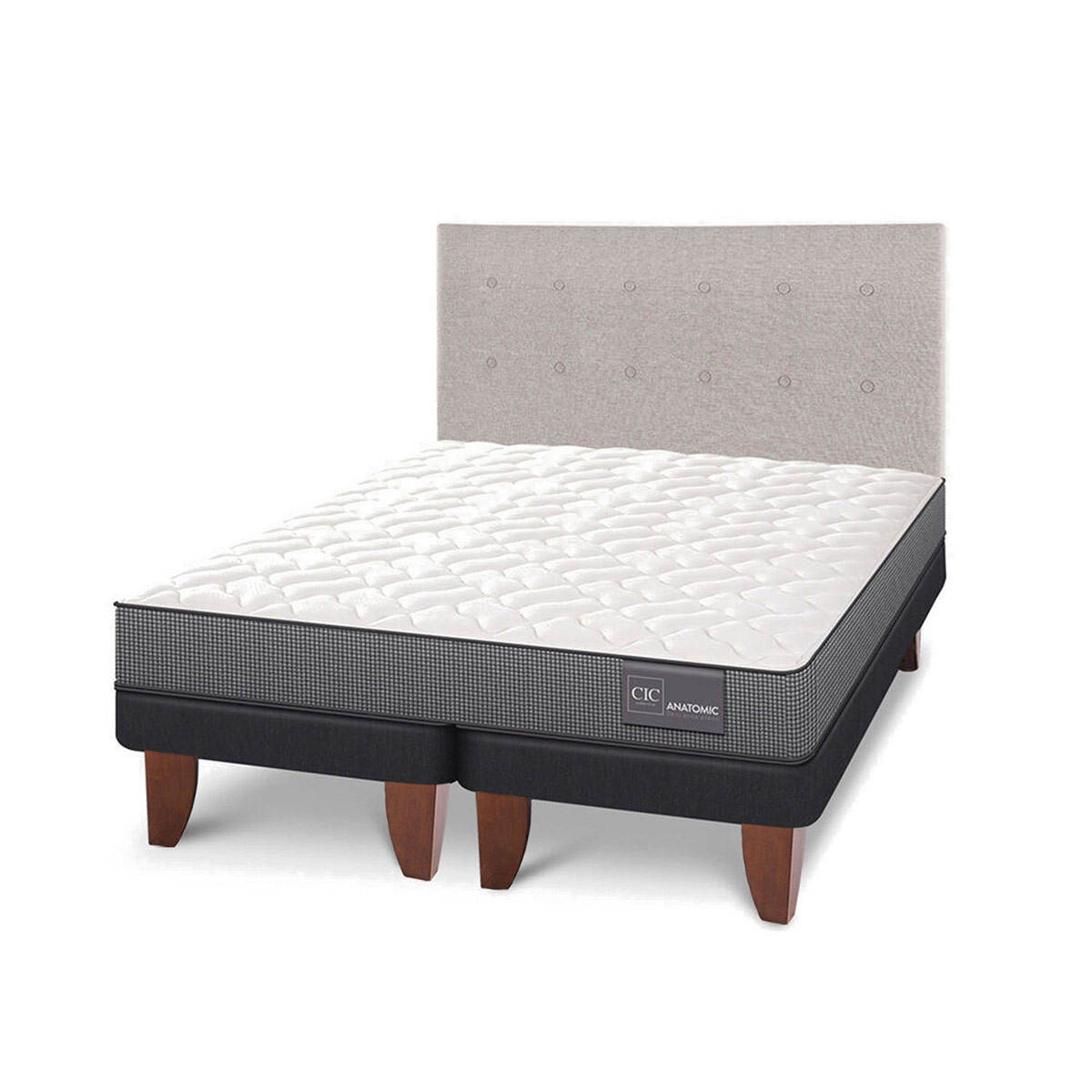 JUEGO DE DORMITORIO CIC CAMA EUROPEA ANATOMIC KING + RESPALDO TIGRIS - 2