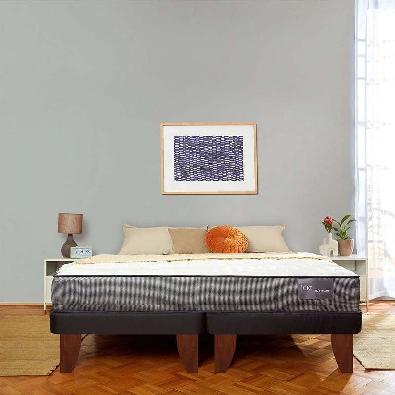 JUEGO DE DORMITORIO CIC CAMA EUROPEA ANATOMIC KING + RESPALDO TIGRIS - 6