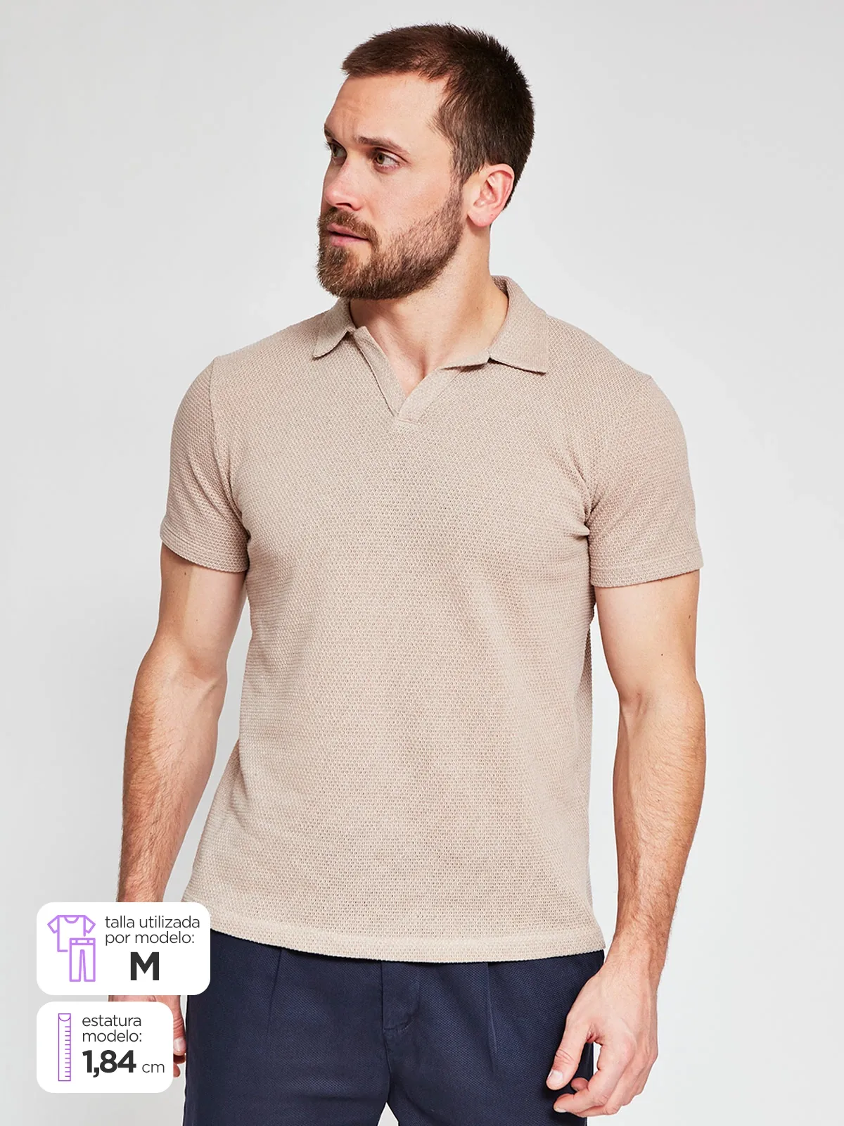POLERA HOMBRE SPAVALDI ALGODÓN CUELLO CAMISERO MANGA CORTA - 1
