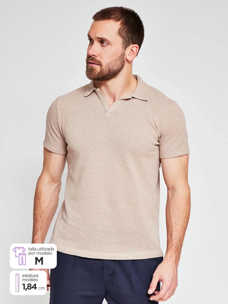 POLERA HOMBRE SPAVALDI ALGODÓN CUELLO CAMISERO MANGA CORTA - 1