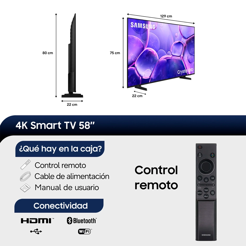 SMART TV SAMSUNG LED 4K UHD 58” U8000F Negro, foto 3