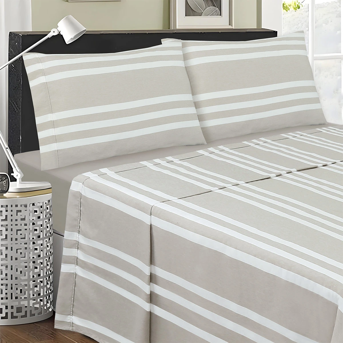 JUEGO DE SÁBANAS ANDES CATIONIC 1.5 PLAZAS BEIGE - 1