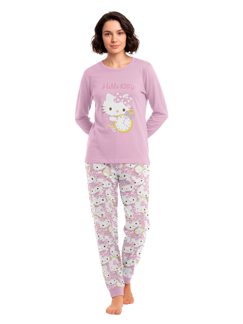 PIJAMA TOP HELLO KITTY MANGA LARGO ROSADO - 1