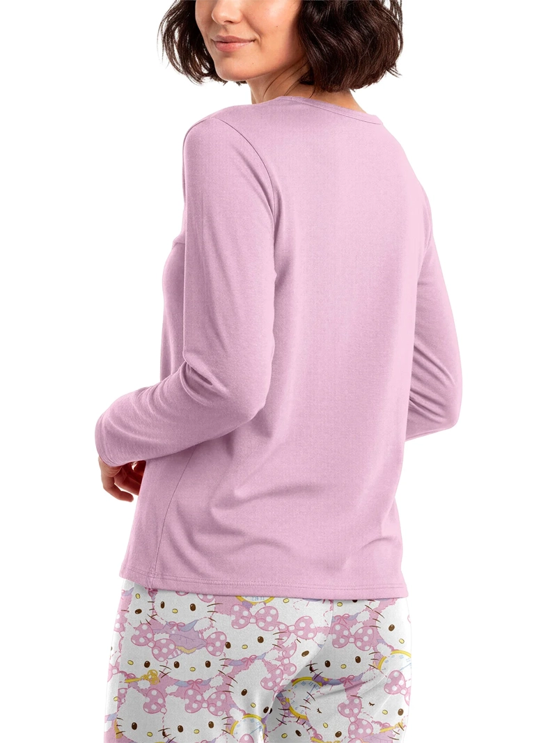 PIJAMA TOP HELLO KITTY MANGA LARGO ROSADO - 3