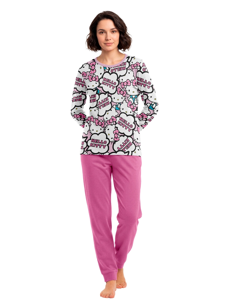 PIJAMA TOP HELLO KITTY MANGA LARGO ROSADO - 1