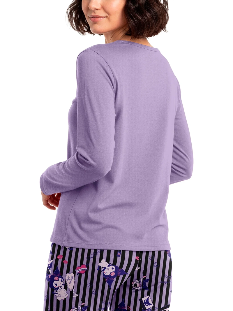 PIJAMA TOP HELLO KITTY MANGA LARGO MORADO - 3