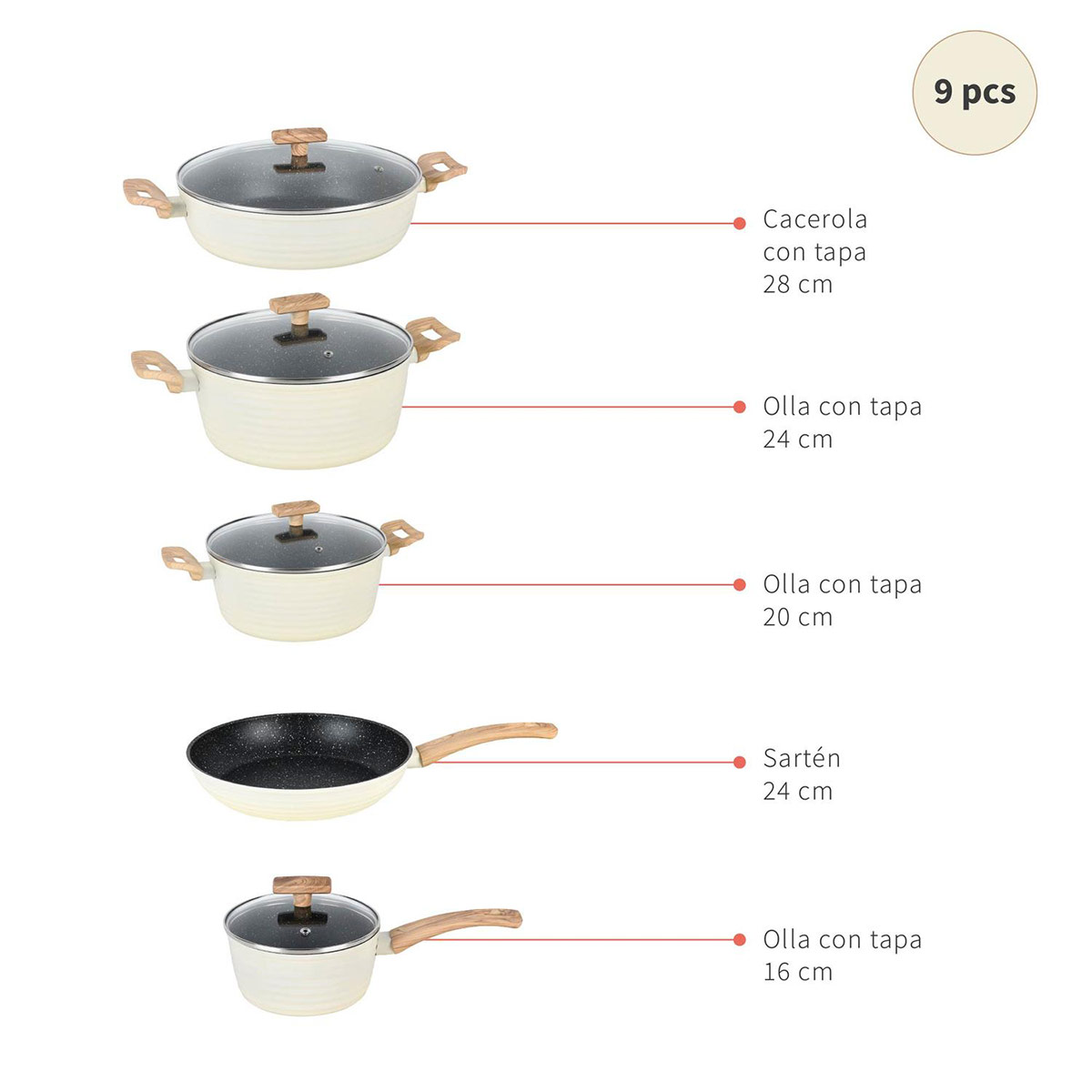 BATERÍA DE COCINA SIMPLIT SAVANNAH 9 PZS - 4