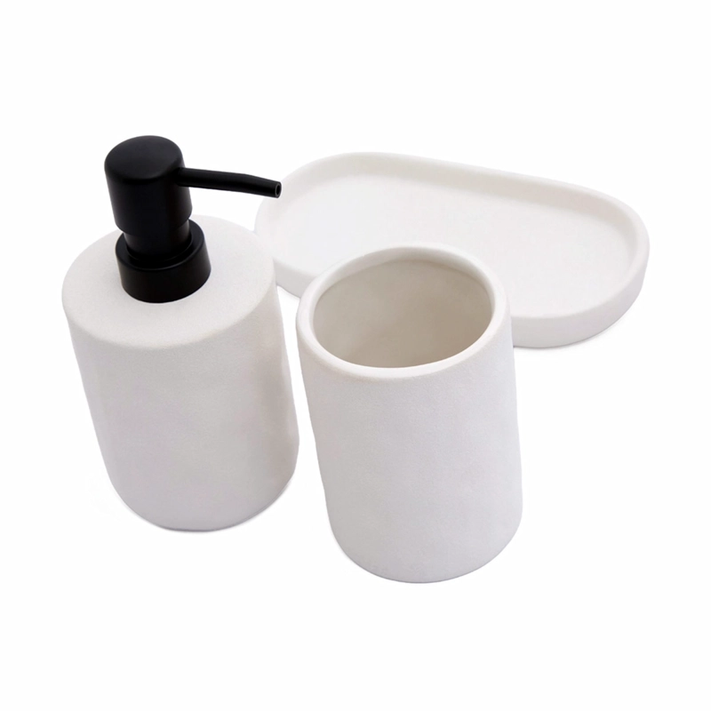SET DE BAÑO MAISON LINETT VASO + DISPENSADOR MARTILLADO BLANCO - 2