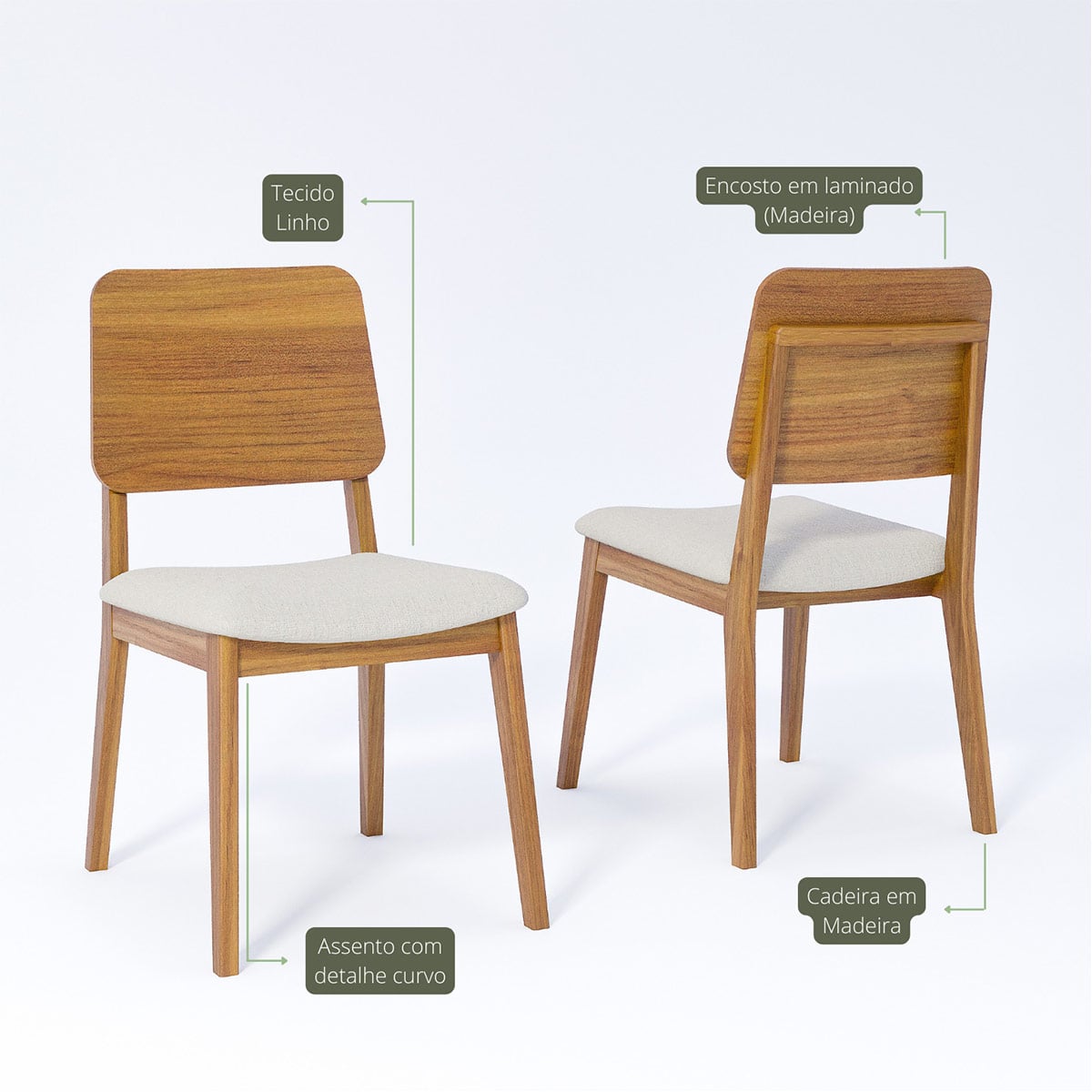 JUEGO DE COMEDOR DECOCASA REGIA 1.8 6 SILLAS IPE LINHO - 3