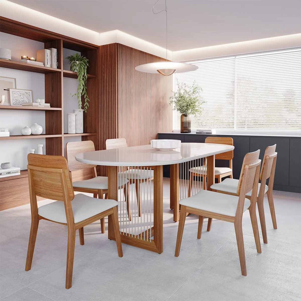 JUEGO DE COMEDOR DECOCASA REGIA 2.1 8 SILLAS IPE LINHO - 1